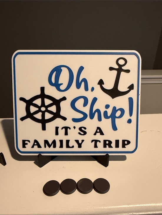 Other - Nautical "Oh, Ship! It's a Family Trip" Decorative Sign - Blue & Black